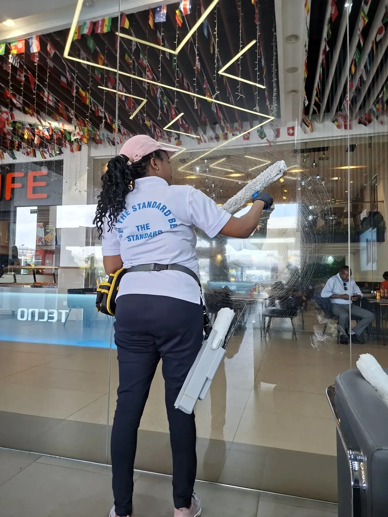 Commercial exterior glass after professional cleaning